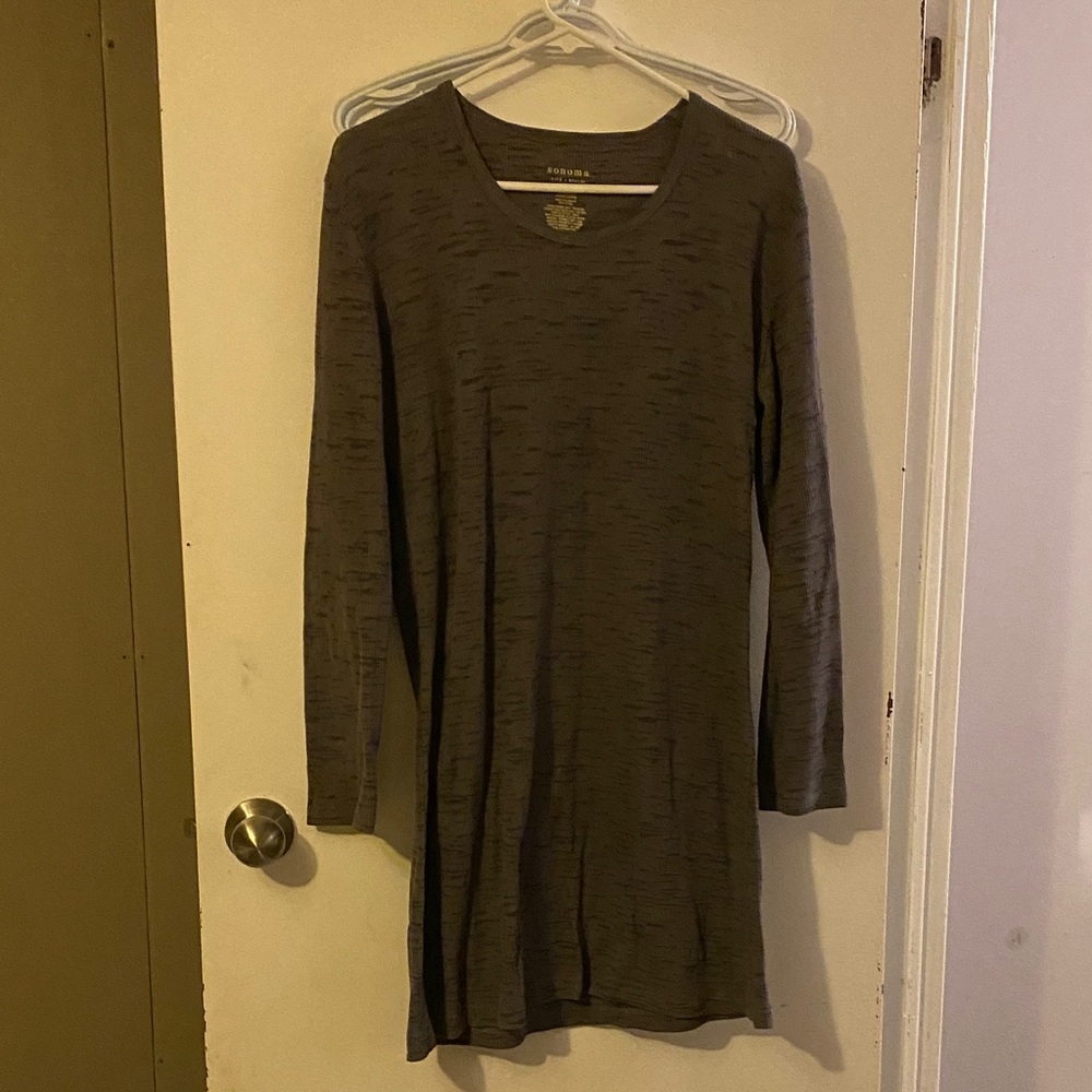 Sonoma Gray Long Sleeve Pajama Dress